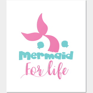 Mermaid For Life, Mermaid Tail, Mermaid Silhouette Posters and Art
